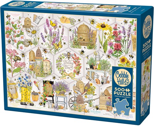 Cobble Hill jigsaw puzzle Busy as a Bee - 500 pieces art flowers-2