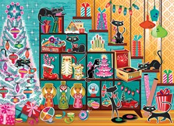 Cobble Hill jigsaw puzzle Christmas cats - 1000 piece puzzle fun