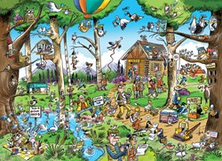 Cobble Hill jigsaw puzzle DoodleTown Birdwatcher's Paradise 1000 pieces