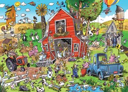 Cobble Hill jigsaw puzzle DoodleTown Farmyard Folly 1000 pieces cartoon
