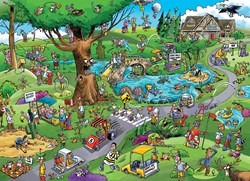 Cobble Hill jigsaw puzzle DoodleTown Par for the Course 1000 pieces cartoon