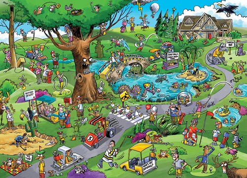 Cobble Hill jigsaw puzzle DoodleTown Par for the Course 1000 pieces cartoon