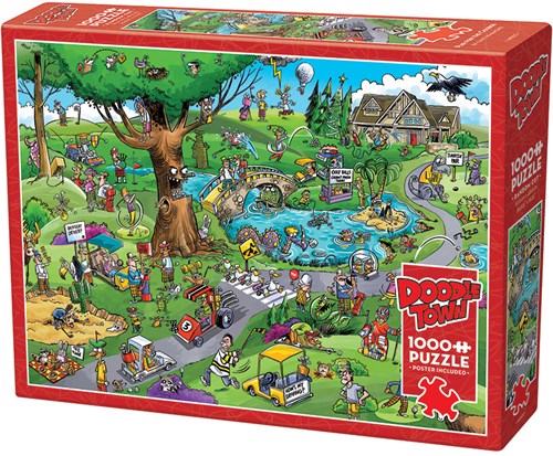 Cobble Hill jigsaw puzzle DoodleTown Par for the Course 1000 pieces cartoon-2