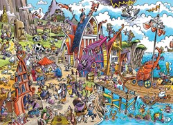 Cobble Hill puzzle Viking Village DoodleTown 1000 pieces cartoon