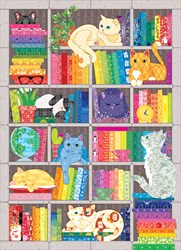 Cobble Hill jigsaw puzzle cats animals - Rainbow Cat Quilt 1000 pieces