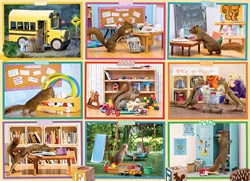 Cobble Hill jigsaw puzzle 1000 pieces - Squirrels at school cartoon puzzle