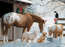 Cobble Hill jigsaw puzzle - XXL Pieces family winter barnyard 350 pieces