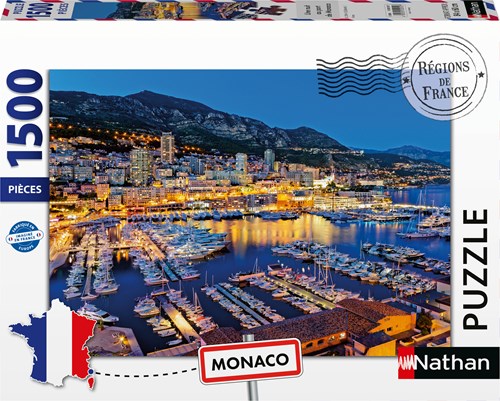 Nathan Jigsaw Puzzle French Regions - Night in Monaco Port 1500 pieces-2
