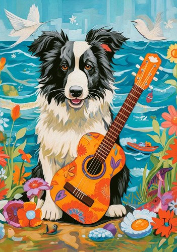 Castorland puzzle Collie, Guitar and the Sea - 500 pieces jigsaw