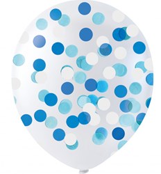 Globos confetti balloons blue - party decoration 6 pieces PVC