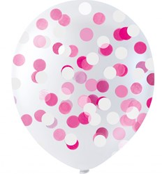 Globos confetti balloons pink - 6 pieces - party decoration