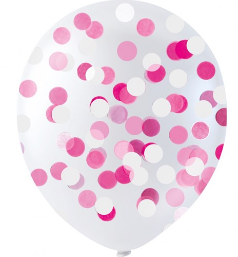 Globos confetti balloons pink - 6 pieces - party decoration