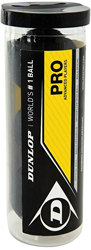 Dunlop Pro squash balls 3 pack - official double yellow dot tournament ball