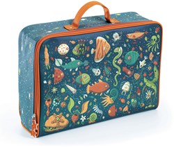 Djeco suitcase Fishes - waterproof kids suitcase maritime design