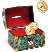 Djeco pirate money box - FSC wooden treasure chest decoration-2