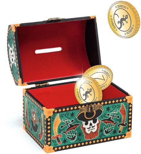 Djeco pirate money box - FSC wooden treasure chest decoration-2