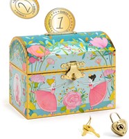 Djeco money box Ballerina - colourful kids piggy bank with padlock