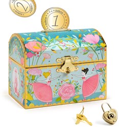 Djeco money box Ballerina - colourful kids piggy bank with padlock