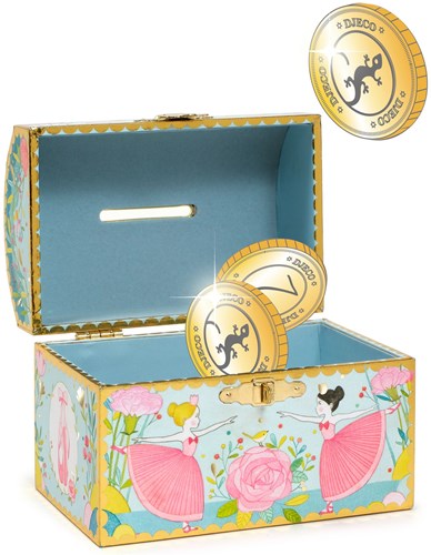 Djeco money box Ballerina - colourful kids piggy bank with padlock-2