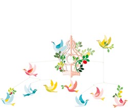 Djeco baby mobile birdcage - colorful nursery hanging decoration