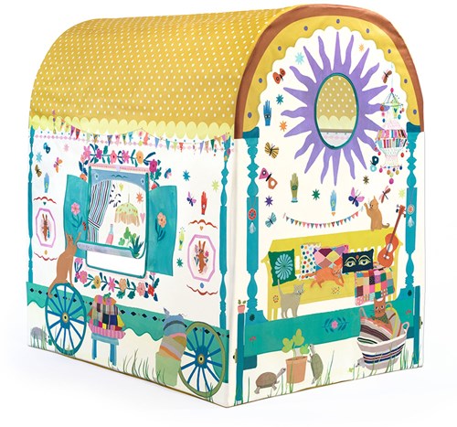 Djeco playhouse caravan - large kids tent caravan toy-2