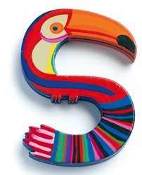 Djeco wooden letter S - animal letter for kids room decoration