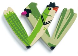 Djeco wooden letter W - animal letter for kids room decoration