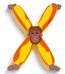 Djeco wooden letter X animals - colorful kids room decoration
