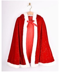 Den Goda Fen kids Christmas cape red velvet 104-128 cm