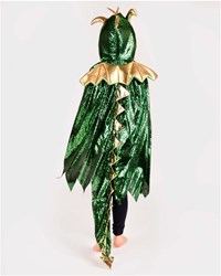 Den Goda Fen dragon costume dress up green with wings 104-128