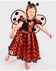 Den Goda Fen ladybug costume dress with wings and headband 110-116cm