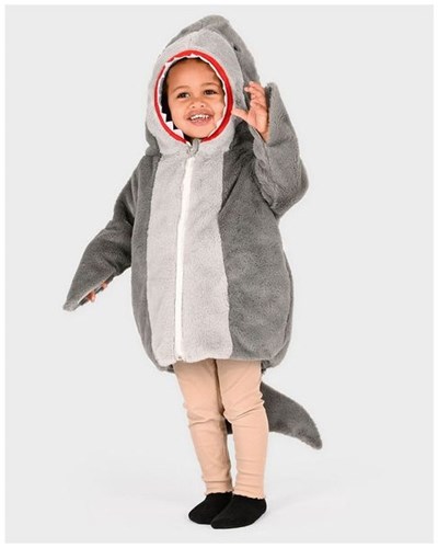Den Goda Fen shark costume jacket for kids 98-104 cm grey