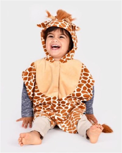 Den Goda Fen giraffe dress-up cape with hood - plush - ages 1-4