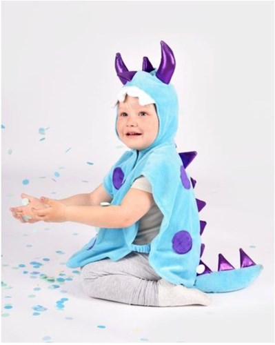 Den Goda Fen dress-up cape monster blue with hood 86-110 cm