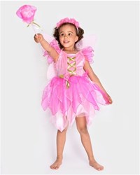Den Goda Fen fairy dress pink with wings and accessories 122-128