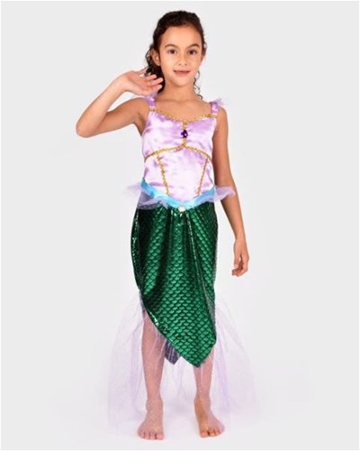 Den Goda Fen mermaid costume dress 110-116 cm green purple glitter