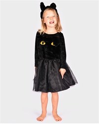 Den Goda Fen costume black cat dress with headband 110-116cm 4-6 years