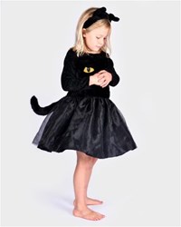 Den Goda Fen black cat costume dress with headband - size 98-104 - kids outfit