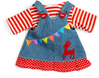 BigJigs doll clothes denim pinafore dress - baby doll accessory