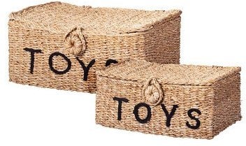 Speelgoedmand Zeegras met Hout, Set van 2