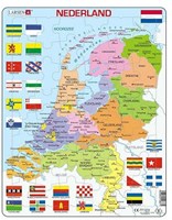 Jigsaw puzzle map Netherlands with provinces and flags cardboard 48 pieces