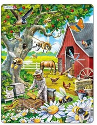 Jigsaw puzzle animals educational cardboard Beekeeper with bees 53 pieces