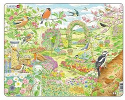 Jigsaw puzzle animals garden birds and flowers - educational cardboard 60 pieces