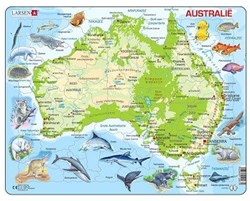 Jigsaw puzzle educational Australia animal map cardboard 65 pieces puzzle
