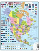 Jigsaw puzzle map North America with states and flags - educational toy cardboard 70 pieces