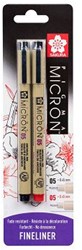Sakura fineliner Pigma Micron 05 black red set - 0.45 mm - 2 pieces