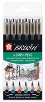 Sakura brush pen set - Pigma Brush 6 colors case for creative drawing