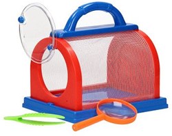 Insect observation box toy red blue with magnifier and tweezers
