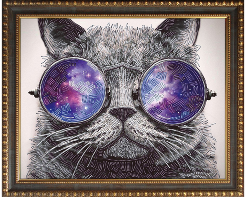Diamond Painting canvas cat with sunglasses 40x50cm animal design