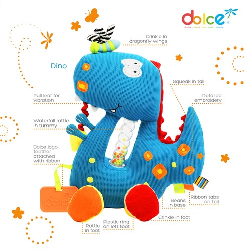 Dolce Toys Classic activity cuddly toy dinosaur Diego - Medium-3